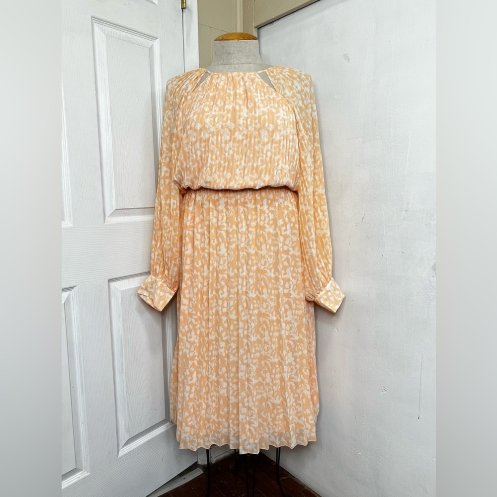 Gibson Latimer Midi Blouson Dress For Women XXL NWT Peach Ivory